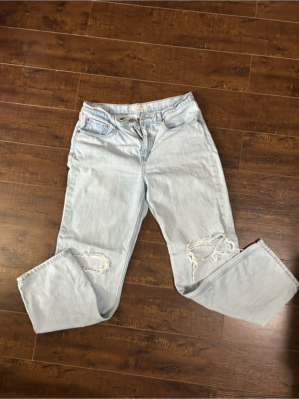 Levi's Light Blue Distressed Boyfriend Jeans